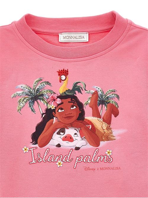 Felpa bambina Monnalisa rosa Disney Vaiana con stampa Oceania MONNALISA | 19H62980060093