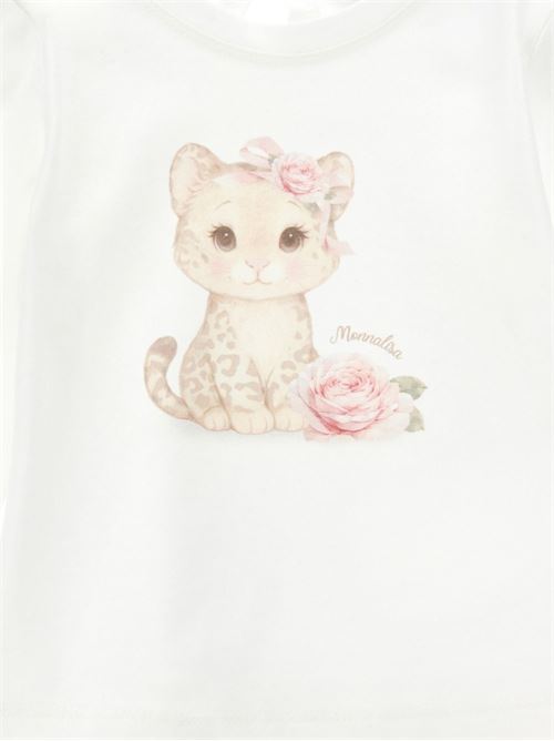 T-shirt Monnalisa da bambina color panna con stampa cucciolo di leopardo MONNALISA | 39H60180020001