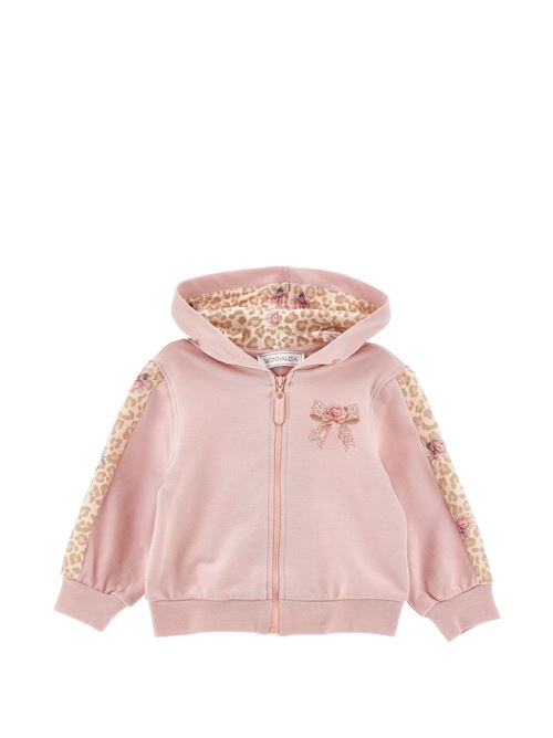 Felpa aperta Monnalisa da bambina rosa con cappuccio e fiocco decorativo MONNALISA | 39H8018006094F