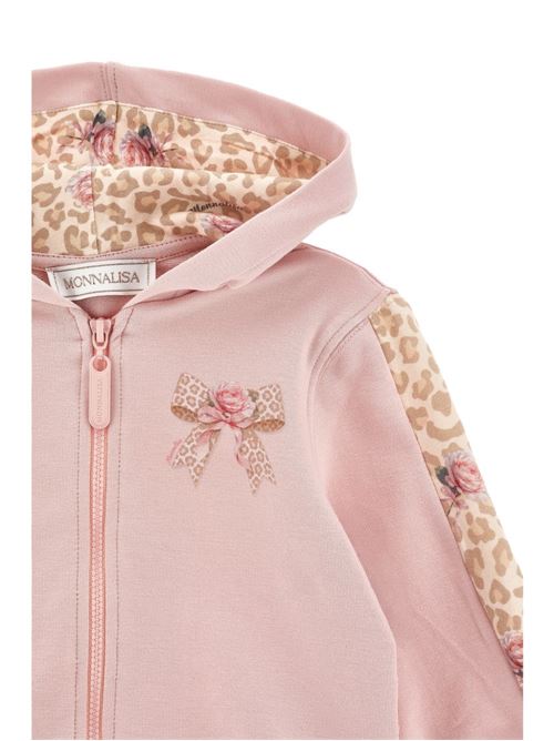 Felpa aperta Monnalisa da bambina rosa con cappuccio e fiocco decorativo MONNALISA | 39H8018006094F