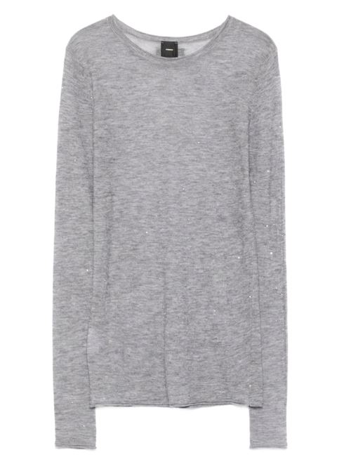 Maglia donna Pinko Pico grigia girocollo con strass PINKO | 105398A2PMI42