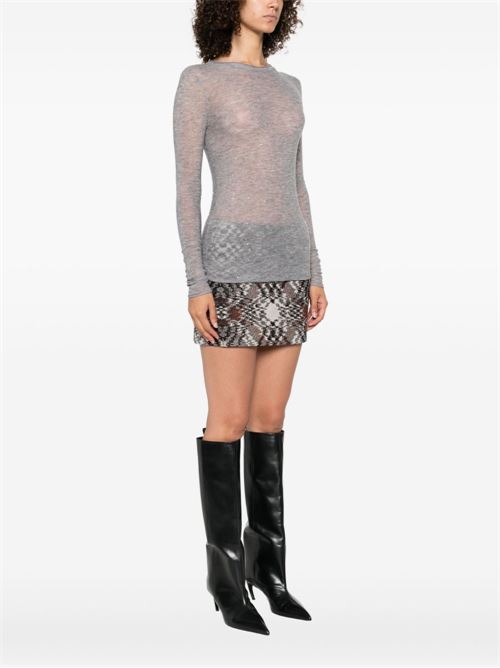 Maglia donna Pinko Pico grigia girocollo con strass PINKO | 105398A2PMI42