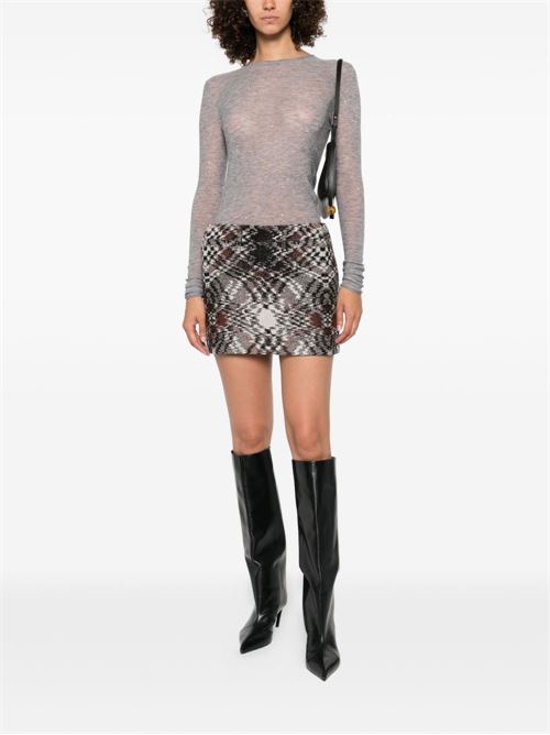 Maglia donna Pinko Pico grigia girocollo con strass PINKO | 105398A2PMI42