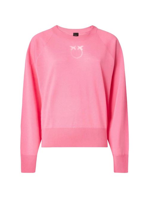 Maglia donna Pinko Lanzarote rosa girocollo con logo PINKO | 105417A18MO00