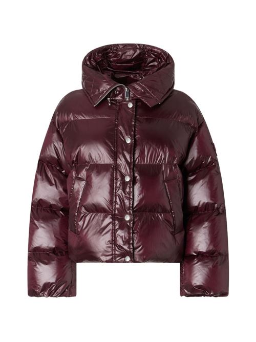 Piumino donna Pinko bordeaux lucido con cappuccio e maniche aperte PINKO | 105656A3FIRR7