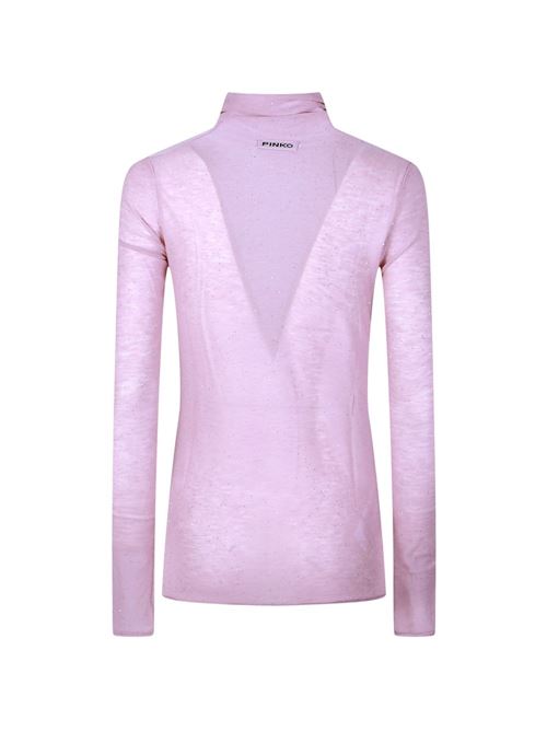 Maglia donna Pinko Moss rosa a collo alto con strass PINKO | 105821A2PMO06