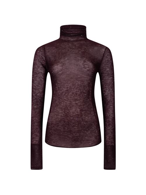 Maglia donna Pinko Moss bordeaux a collo alto con strass PINKO | 105821A2PMW63
