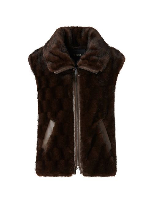 Gilet donna Pinko Glossinia marrone check effetto pelliccia PINKO | 106939A3C5M11