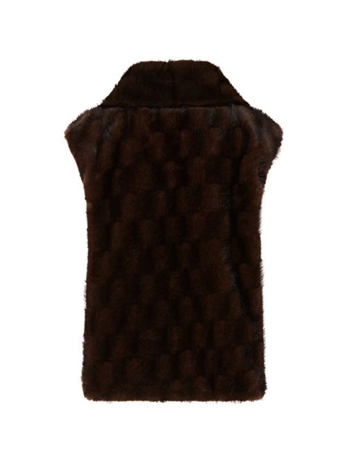 Gilet donna Pinko Glossinia marrone check effetto pelliccia PINKO | 106939A3C5M11