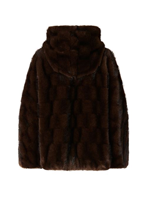 Pelliccia donna Pinko Cadetia marrone check cropped PINKO | 107054A3C5M11