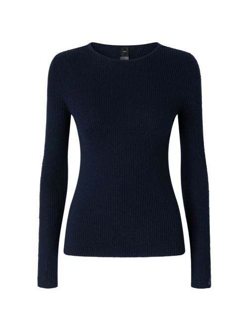 T-shirt donna Pinko Copenaghen blu a costine con pizzo PINKO | 107269A3I0G02