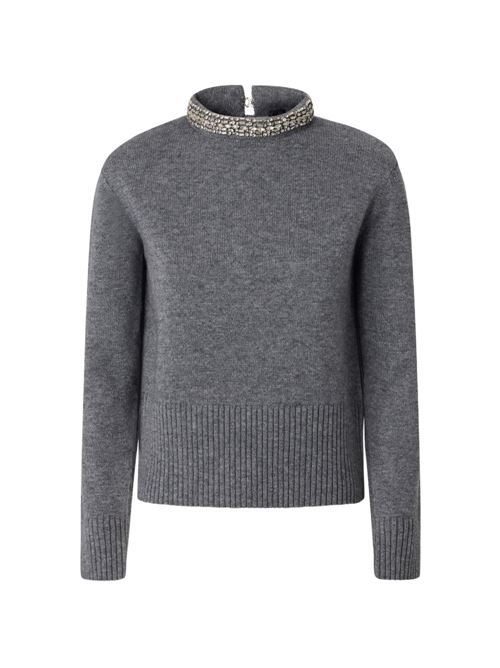 Maglia donna Pinko Berlino grigia girocollo con dettaglio gioiello PINKO | 107274A3GIII2