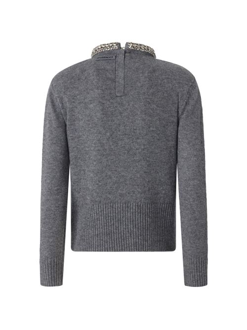 Maglia donna Pinko Berlino grigia girocollo con dettaglio gioiello PINKO | 107274A3GIII2