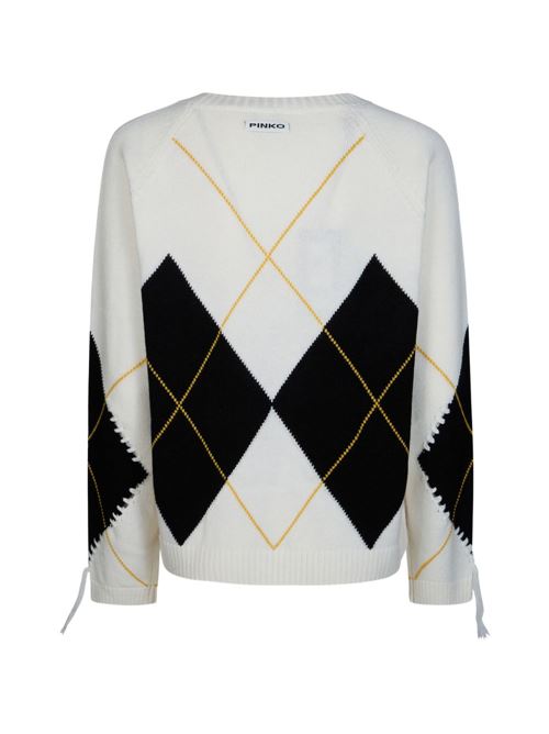 Maglia donna Pinko Berna panna e nera girocollo a rombi PINKO | 107377A3JEDZ0