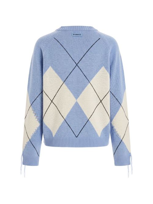 Maglia donna Pinko Berna celeste e panna girocollo a rombi PINKO | 107377A3JEEC4