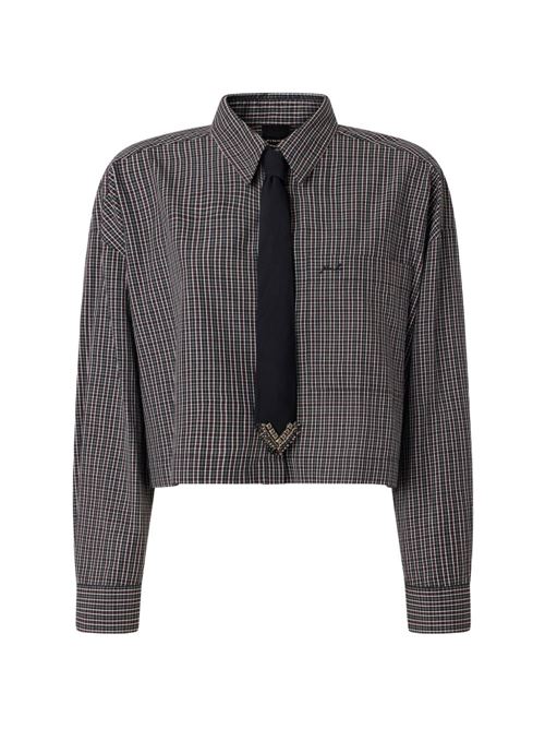 Camicia donna Pinko Carlina nera e rossa micro check con cravatta PINKO | 107453A3FQZF6