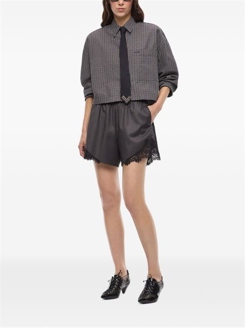 Camicia donna Pinko Carlina nera e rossa micro check con cravatta PINKO | 107453A3FQZF6