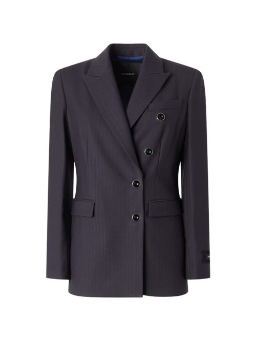 Giacca donna Pinko New Amalfi blu gessata con bottoni a vista PINKO | 107513A3IFG03