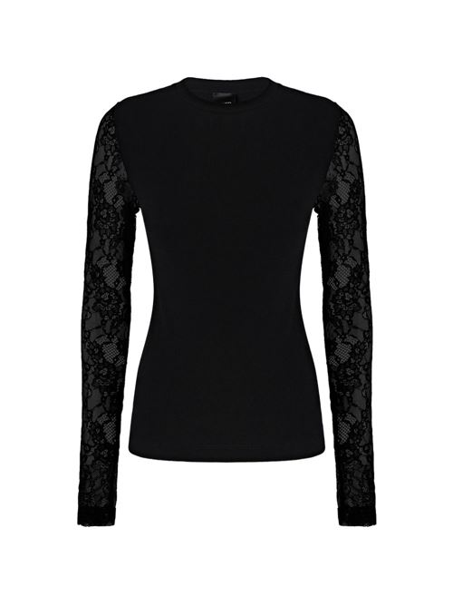T-shirt donna Pinko Fucecchio nera a maniche lunghe con pizzo PINKO | 107524A3K6Z99