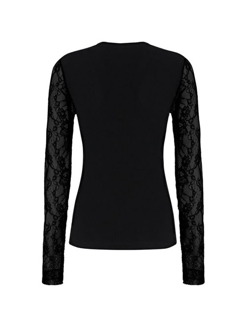 T-shirt donna Pinko Fucecchio nera a maniche lunghe con pizzo PINKO | 107524A3K6Z99