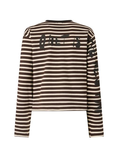 T-shirt donna Pinko Mirtilla sabbia e nera a righe PINKO | 107548A3KVMQ0