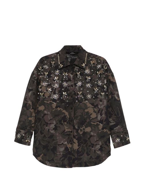 Capospalla donna Pinko Barengo verde e nero overshirt in tela PINKO | 107916A3LYSD3