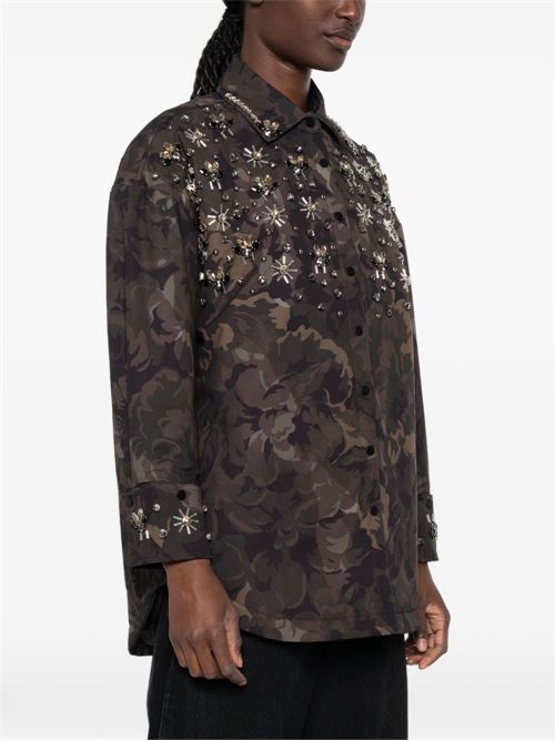 Capospalla donna Pinko Barengo verde e nero overshirt in tela PINKO | 107916A3LYSD3
