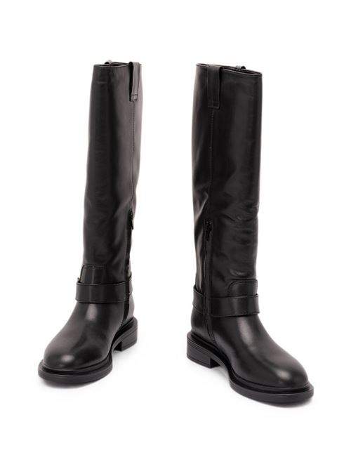 Stivali Twinset da donna in pelle nera con fibbia e logo TWINSET | 262TCP02400006