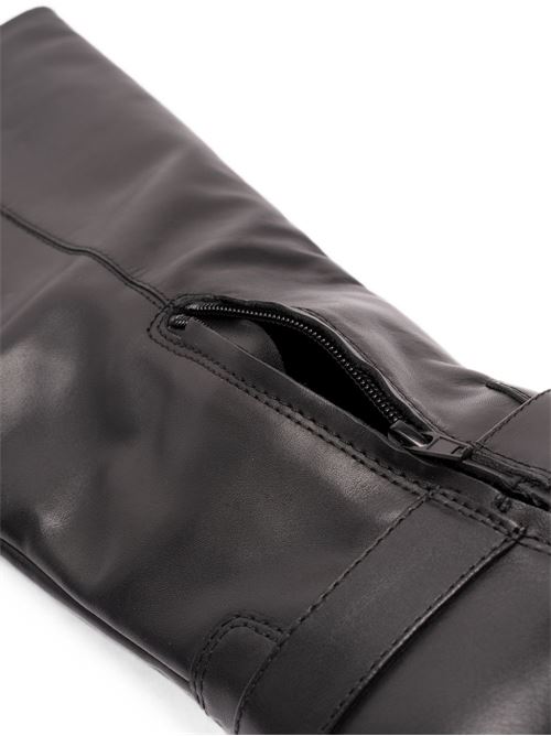 Stivali Twinset da donna in pelle nera con fibbia e logo TWINSET | 262TCP02400006