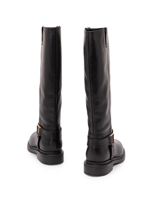 Stivali Twinset da donna in pelle nera con fibbia e logo TWINSET | 262TCP02400006