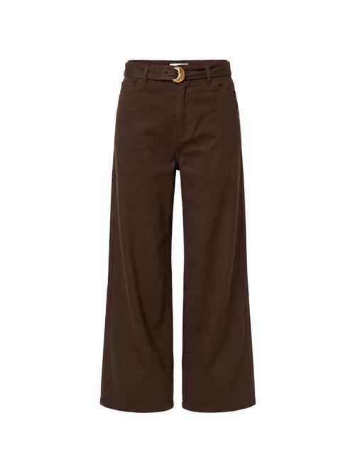 Pantaloni Twinset in bull di cotone marrone con gamba ampia e cintura coordinata TWINSET | 262TP255013411