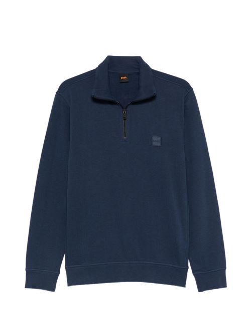 Felpa uomo mezza zip blu BOSS | 50468926464