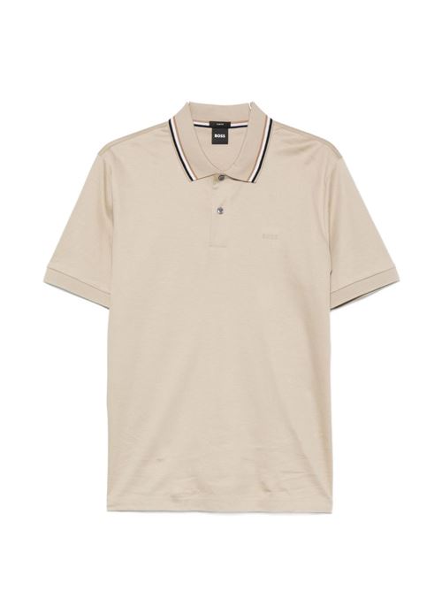 Polo uomo BOSS sabbia con bordini a contrasto BOSS | 50469360286