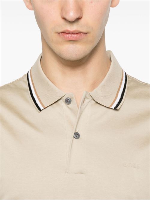 Polo uomo BOSS sabbia con bordini a contrasto BOSS | 50469360286