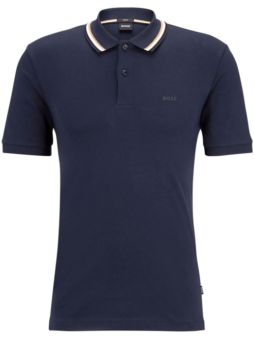 Polo uomo BOSS navy con bordini a contrasto BOSS | 50469360404