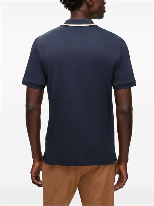 Polo uomo BOSS navy con bordini a contrasto BOSS | 50469360404