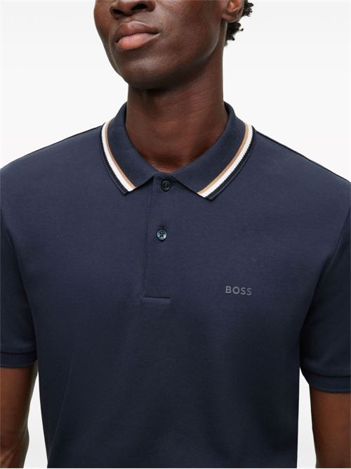 Polo uomo BOSS navy con bordini a contrasto BOSS | 50469360404