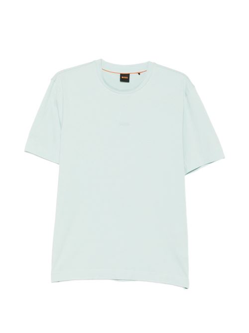 T-shirt uomo BOSS azzurro acqua con logo centrale BOSS | 50473278447