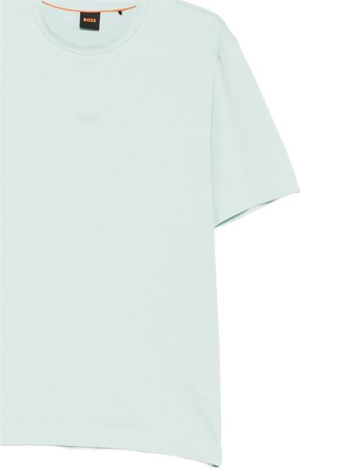 T-shirt uomo BOSS azzurro acqua con logo centrale BOSS | 50473278447