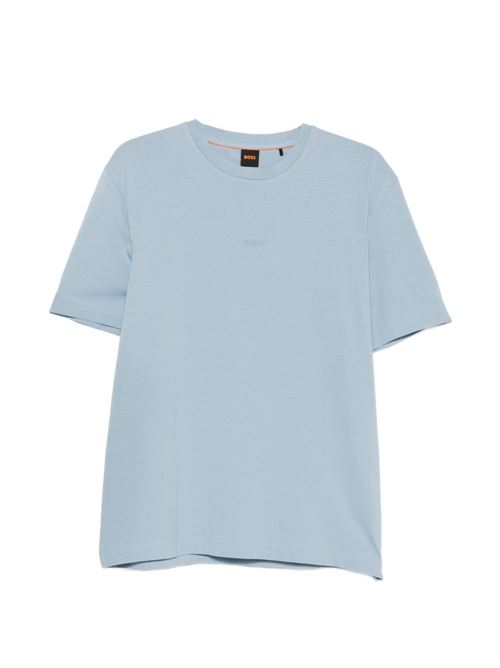 T-shirt uomo BOSS celeste con logo centrale BOSS | 50473278458