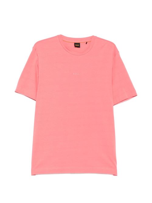 T-shirt uomo BOSS corallo con logo centrale BOSS | 50473278632