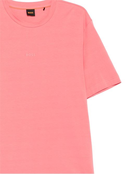 T-shirt uomo BOSS corallo con logo centrale BOSS | 50473278632