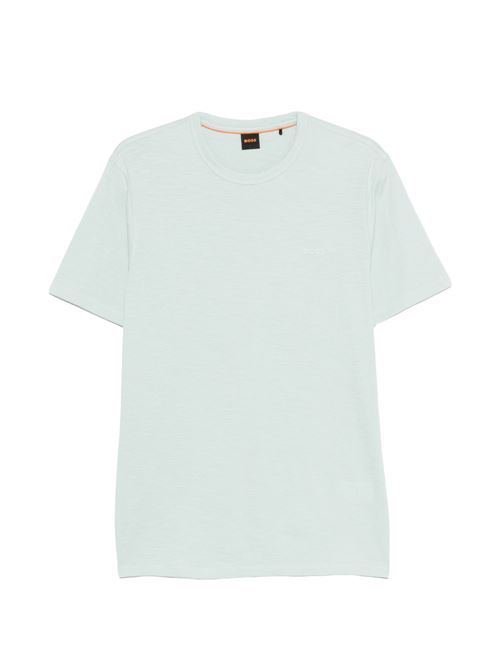 T-shirt uomo BOSS azzurro acqua con logo effetto fiammata BOSS | 50508243446