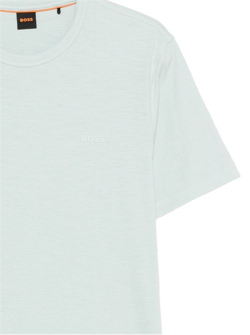 T-shirt uomo BOSS azzurro acqua con logo effetto fiammata BOSS | 50508243446
