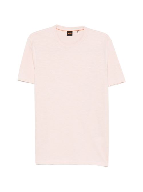 T-shirt uomo BOSS rosa con logo effetto fiammata BOSS | 50508243690