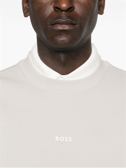 Felpa uomo girocollo grigio chiara BOSS | 50514541070