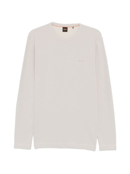 Felpa uomo girocollo grigia con lavorazione in rilievo BOSS | 50520725070