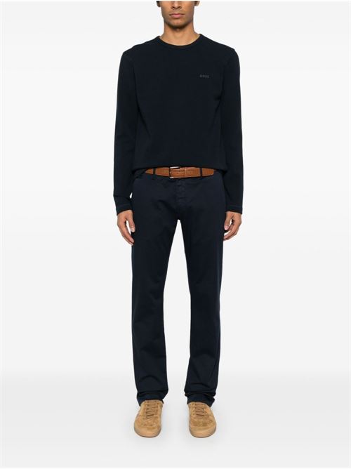 Felpa uomo girocollo blu con lavorazione in rilievo BOSS | 50520725404