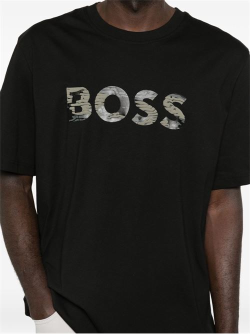 T-shirt uomo manica corta nera con stampa BOSS | 50556009001