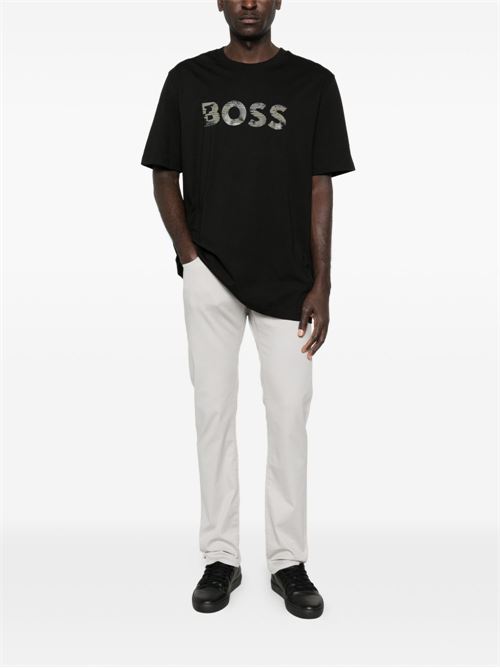 T-shirt uomo manica corta nera con stampa BOSS | 50556009001